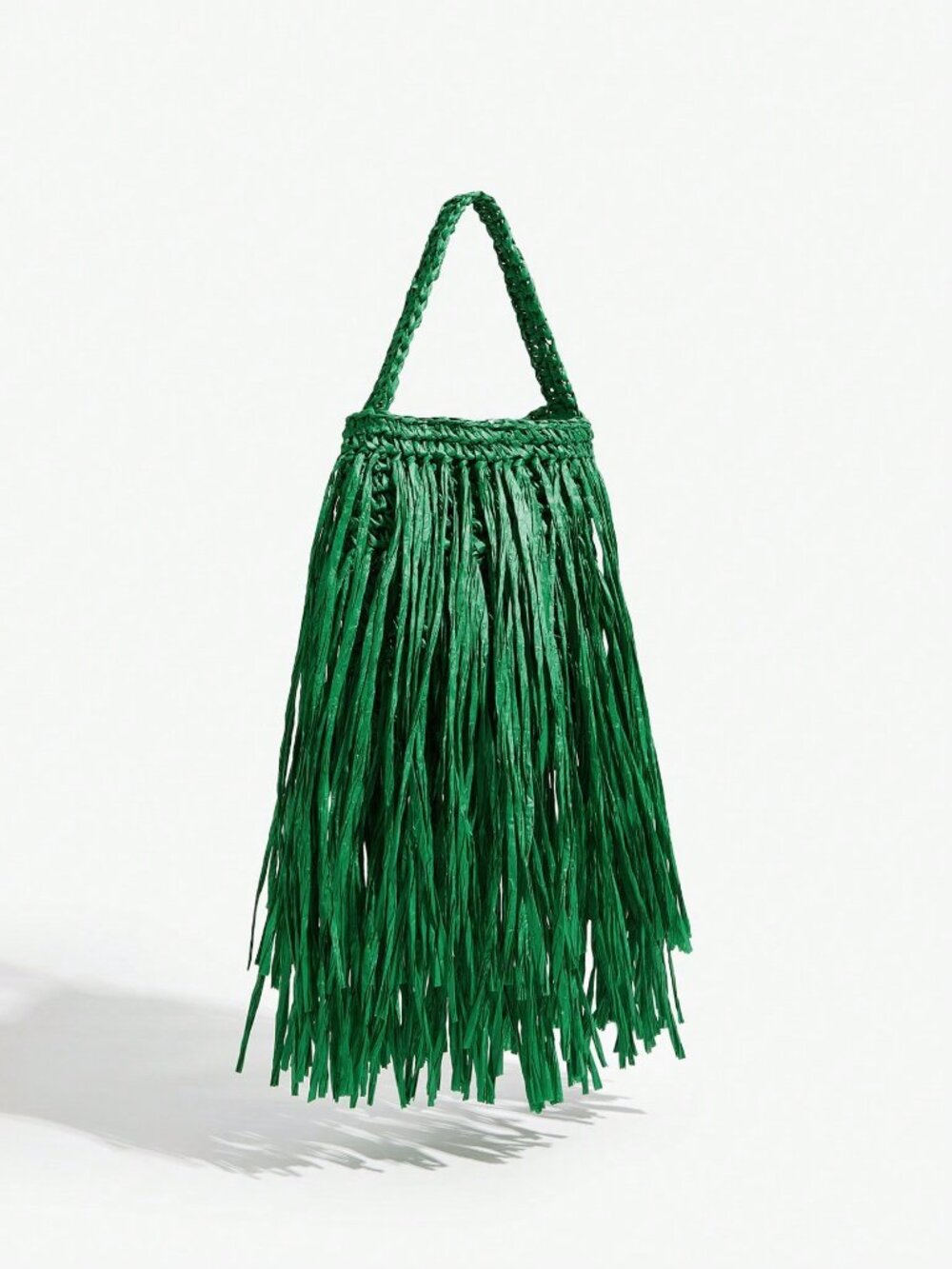 Grass Green Straw Tassel Women's Top Handle Bag - Picture 5 of 7
